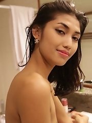 Beautiful feminine Thai Ladyboy enjoys hard ass fucking
